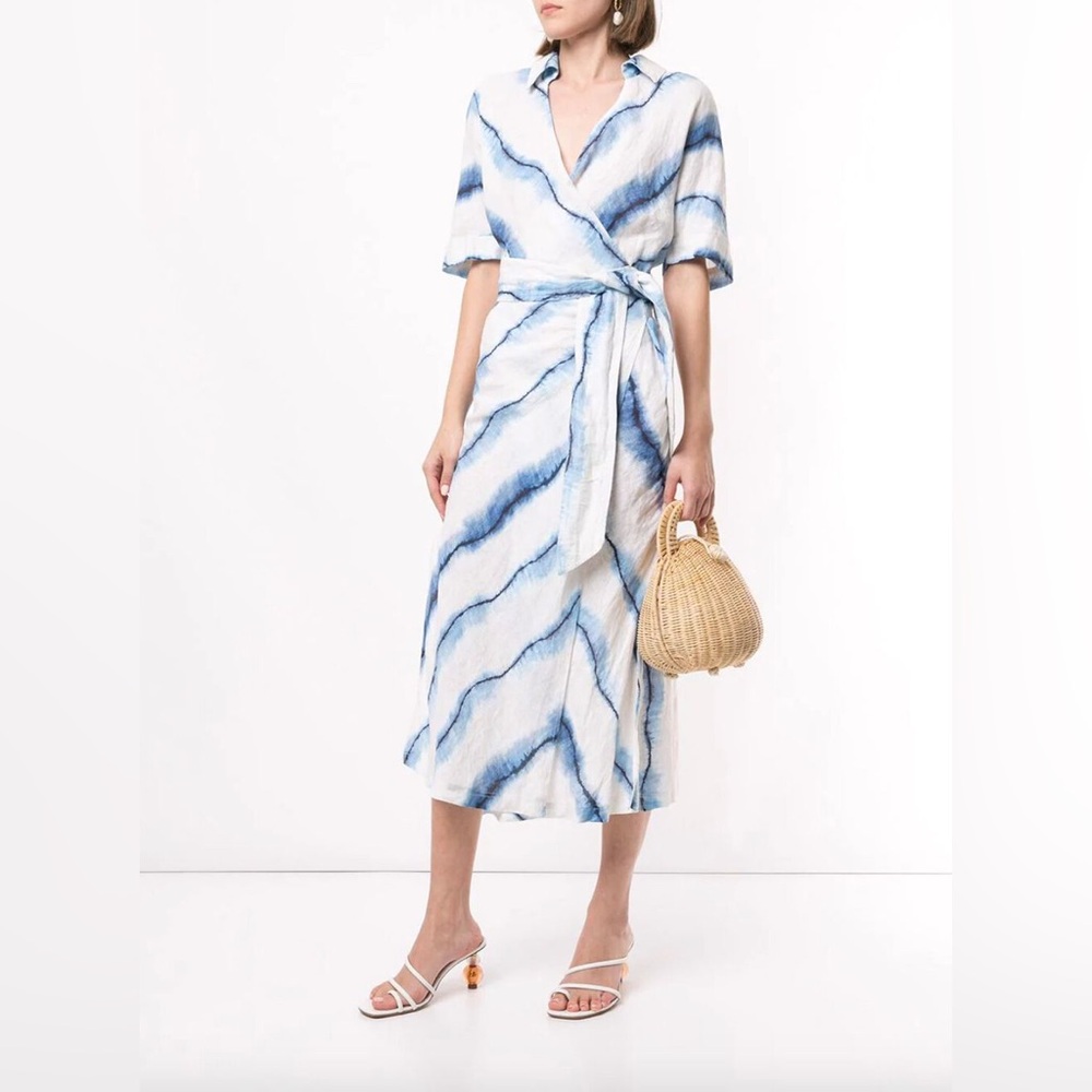 SUBOO Estelle Maxi Tie Wrap Dress - Blue Size Small